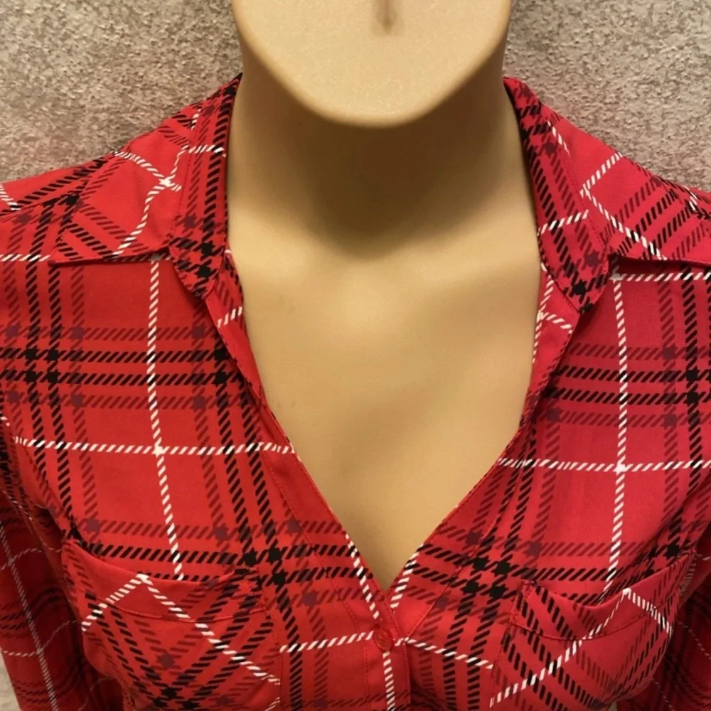 Express Red Plaid Button Down Shirt